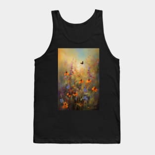 Summer golden hour field and butterfly Tank Top